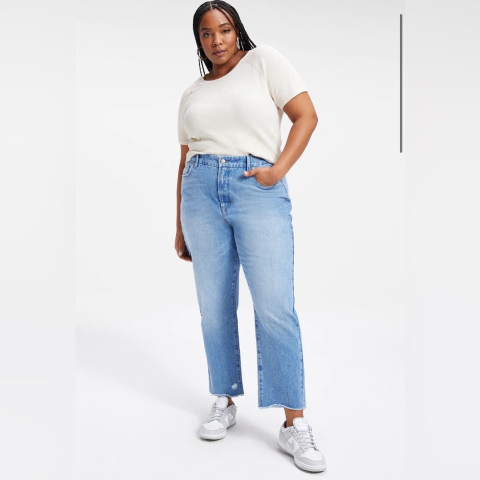 Good American Good Vintage Jagged Step Hem In Indigo044.